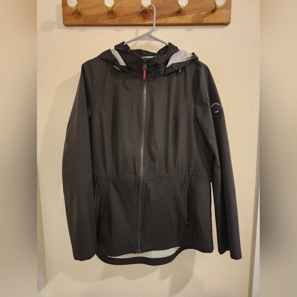 Nautica Women's Black Hooded Raincoat